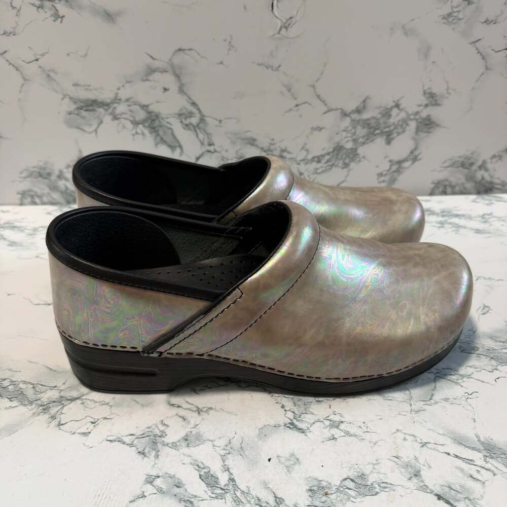 Dansko Women 42 US 11.5 12 Professional Clogs Iridescent Swirl Comfort Shoe Tear